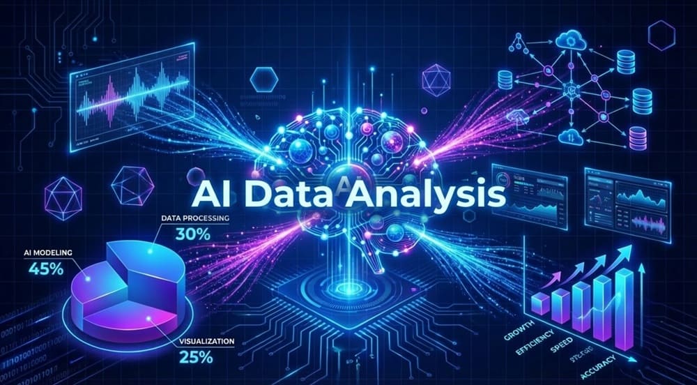AI analyzes data and makes smart decisions.